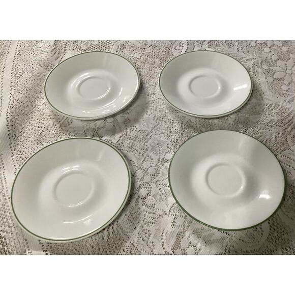 Set Of 4 Corelle 6.25” Coffee Saucers Spring Meadow Wildflower Green Band Rim - Picture 7 of 8